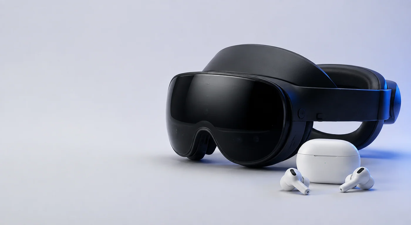 Mixed reality headset and wireless earbuds